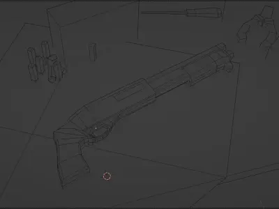 M870 Shotgun low poly retro  Low-poly 3D model