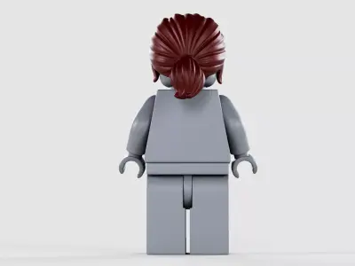 Lego Minifigure Brown Ponytail Hair  3D model