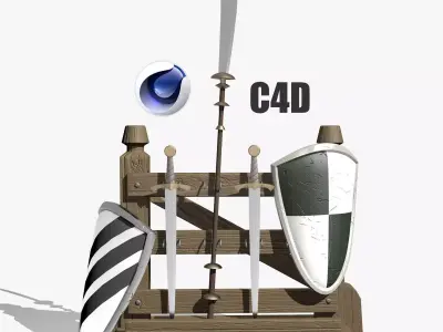 The weapons on the racks Low-poly 3D model