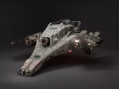 Detailed Spaceship x Spacecraft Game Ready Low Poly PBR Low-poly 3D model