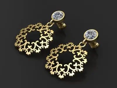 ANTIQUE GOLD EARRING 3D PRINTABLE MODEL 3D print model
