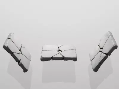 Panel06 Small Broken Tile Variation LowPoly LOD Low-poly 3D model