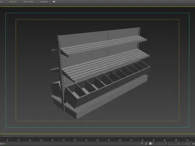 Shelf 3D model 4 wooden with shelves 3D model