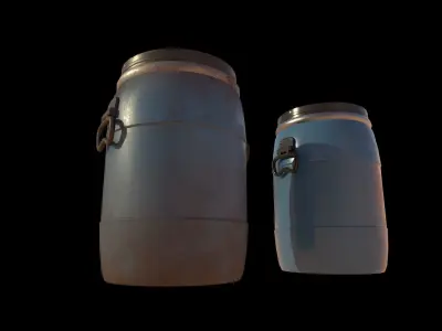 Water Barrel Low-poly 3D model