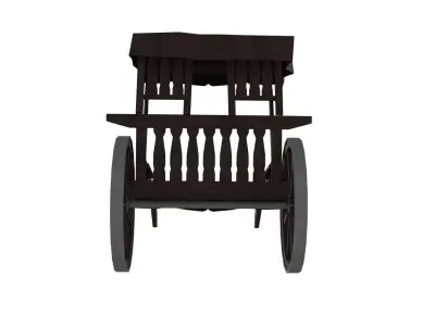 Rickshaw Wooden Cart with Cover Low-poly 3D model