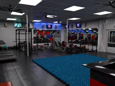 Modern Gym Interior Design Low-poly 3D model