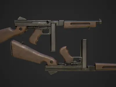 M1A1 Thompson SMG Low-poly 3D model
