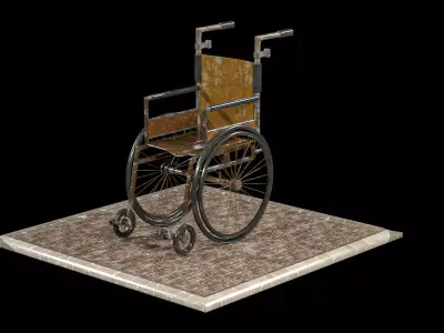 Antique Hospital Wheelchair Low-poly 3D model