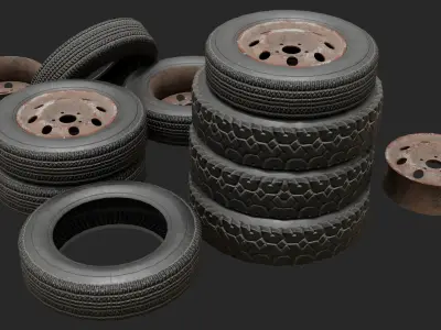 Rusty Scrap Props Low-poly 3D model