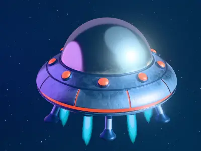 Stylized flying saucer  Low-poly 3D model