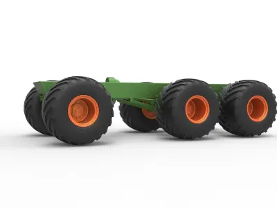 Old school monster truck chassis 6x6 Scale 1 to 25 3D print model