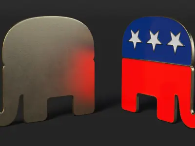 Republican Man Thinking Pose with Republican Badge 3D model