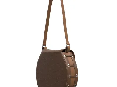 Brown Leather Saddle Bag 3D model