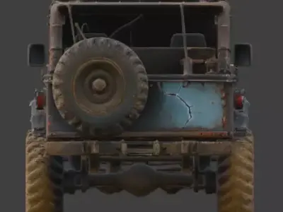 Damaged Post Apocalyptic Off Road Jeep 3D Model V07 Low-poly 3D model