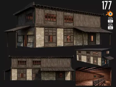 Old Building 4K Textures GameReady 177 Low-poly 3D model