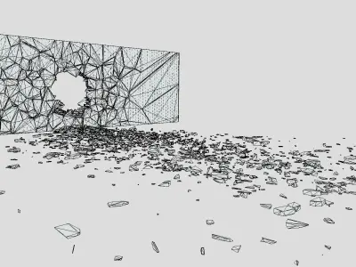 BrickWall 01 Center Strong Low-poly 3D model