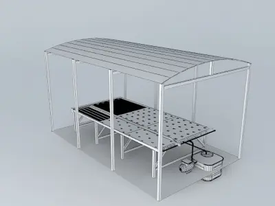 Hydroponics bench with tiles Fiber Cement 3D model