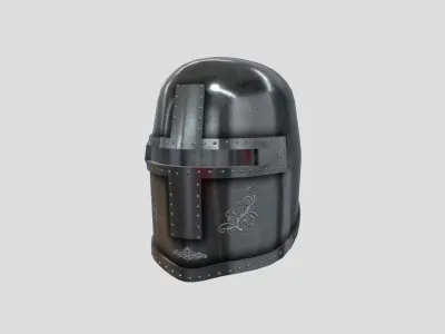 Medieval Closed Face Helm Low-poly 3D model
