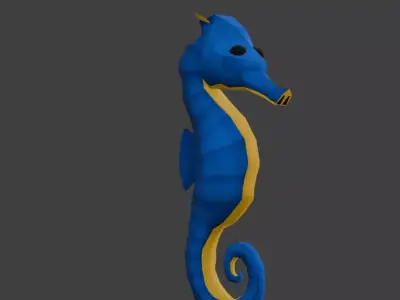 low poly seahorse with multiple different coloured textures  Low-poly 3D model