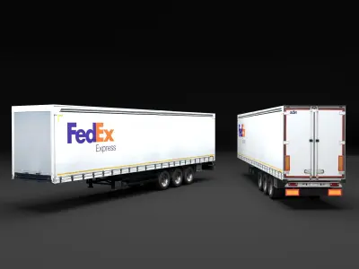 Semi trailers set Low-poly 3D model