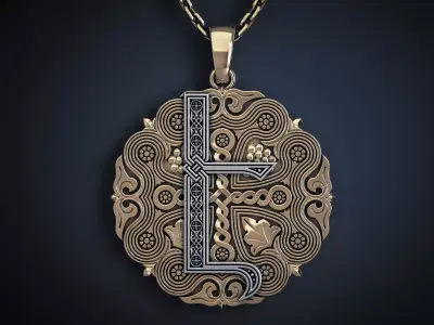 PENDANT WITH THE ARMENIAN LETTER 2 Printable Model 3D print model purchase