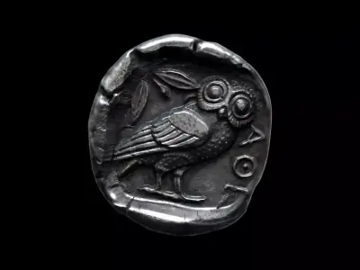 Tetradrachm Athena and owl replica 4th century BCE 3D print model