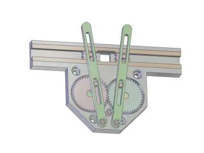 Mechanism Design A001-Rotating to Linear motion-gear and rod Free 3D print model