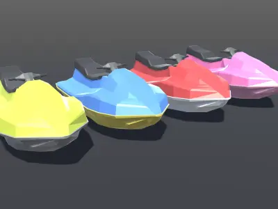 Jetski Low Poly pair of jet skis Low-poly 3D model