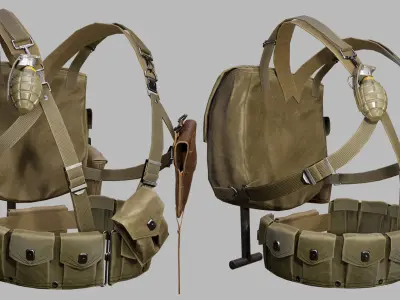 WW2 US tactical vest Low-poly 3D model