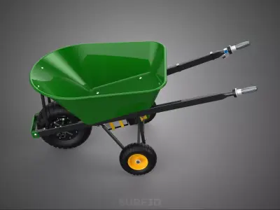 GREEN YELLOW ELECTRIC WHEELBARROW WHEEL BARROW CART GARDEN FARM 3D model