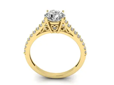 3DTN20-10001R diamond engagement ring gold 3D model