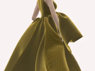Regal Draped Dress in Style3D Atelier 3D model