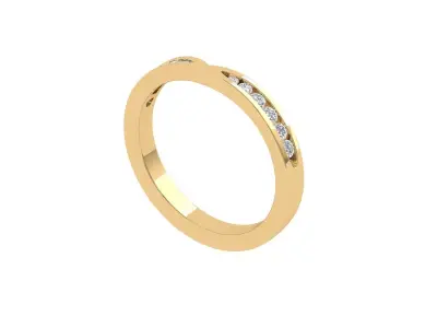 Solitaire Wedding Band 3D print model 10