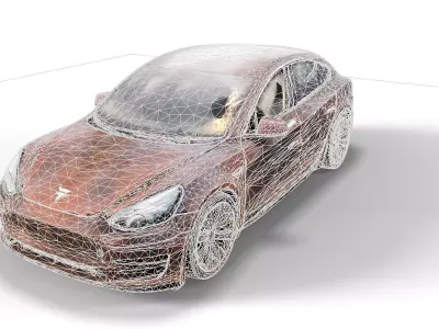 Abandoned Electric car Low-poly 3D model