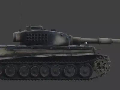 Destroyed World War II Heavy Battle Tank 3D Model V01 Low-poly 3D model