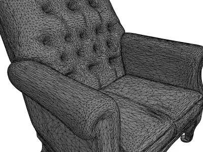 Classic Tufted Leather Armchair Low-poly 3D model