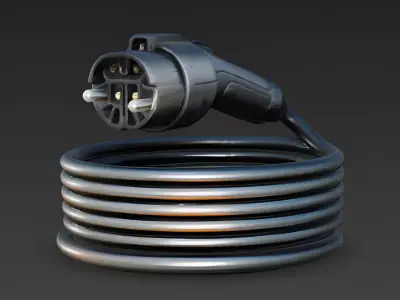 Realistic EV Charging Cable 3D Model 3D Model Low-poly 3D model