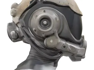 Futuristic Combat Helmet Low-poly 3D model