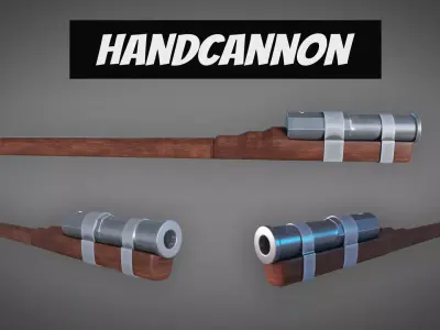 Medieval HandCannon 3D Model Lowpoly Low-poly 3D model