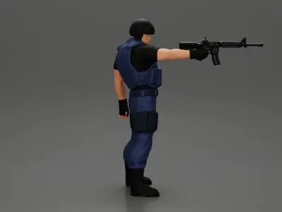 Military man with tactical mastery holding a gun 3D print model