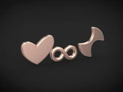 infinity-heart-circle part for pendant and earing model 3D print model