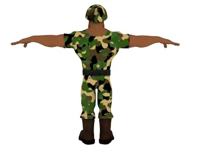 Soldier 3d lowpoly model in camouflage uniform Low-poly 3D model