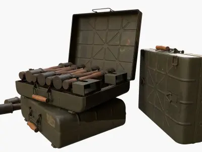 German M24 stick grenade with Metal Case - Stielhandgranate 24 Low-poly 3D model