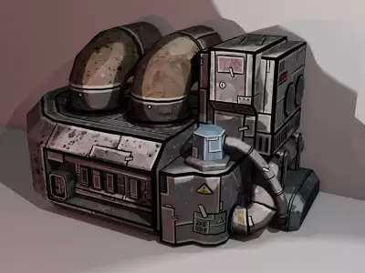 Borderlands Style Steam Compressor 01 Low-poly 3D model