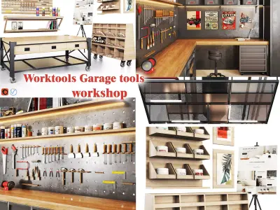worktools workshop  garage tools 3D Model Pack