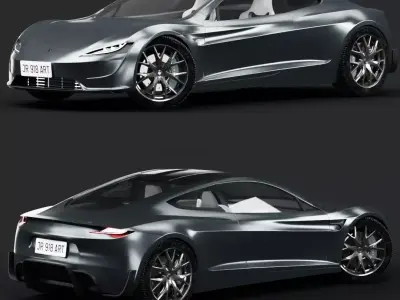 Tesla Roadster Grey Free 3D model