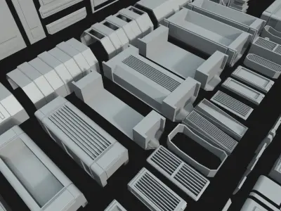 Kitbash Mechanical SciFi - 200 Element Low-poly 3D model