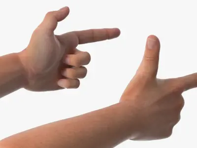 Male Hand Pair with Finger Gun Gesture 3D model