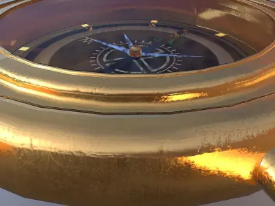 Compass gold Free low-poly 3D model