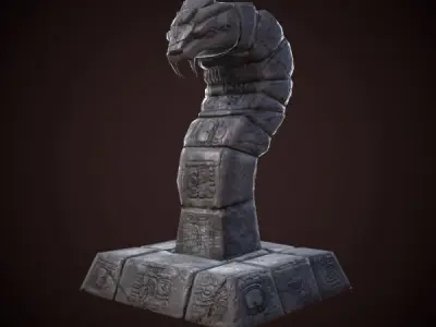 Mayan statue snake Low-poly 3D model